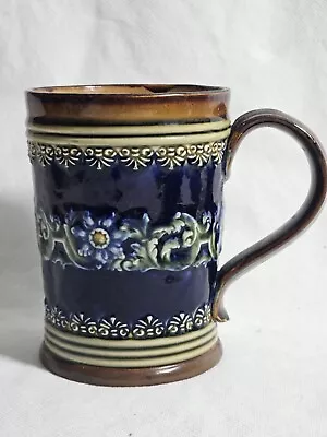 Buy A Large Antique Doulton Lambeth Tankard Brown, Blue And Green • 29£
