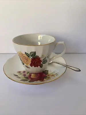 Buy Aynsley Duchess Tea Cup And Saucer, Bone China Made In England W/ Rogers Spoon • 11.99£