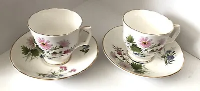 Buy Two Wildflower Vintage Staffordshire England Fine Bone China Tea Cups & Saucers • 28.38£