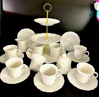 Buy Elegant Mikasa Allura Scallop Tea Set For 8, With Bavaria Baronese Saucers • 62.60£
