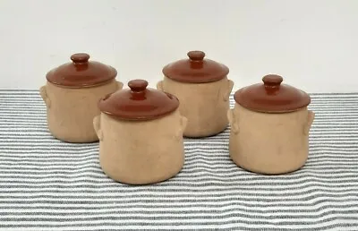 Buy 4 Bourne Denby Storage Jars Quarter Pint Rustic Stoneware Vintage Lidded Pots • 32.99£
