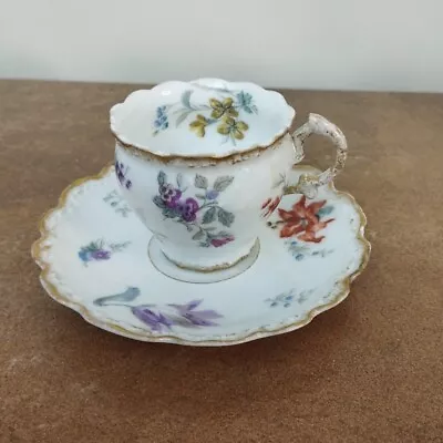 Buy Antique C.1900, Limoges M C Depose 'Floral' Coffee Cup & Saucer • 12.95£