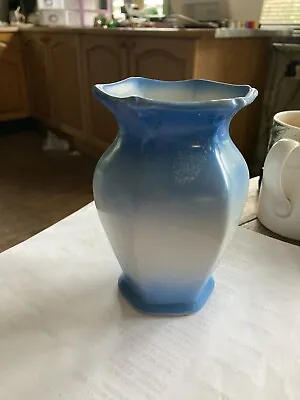 Buy Vintage Burleigh Ware Blue 6 Sided Small Vase 5in 13cm High • 6.99£