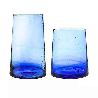 Buy 12 Piece Merzouga Recycled Glassware Set Highball Glasses Whisky Tumblers Blue • 27£