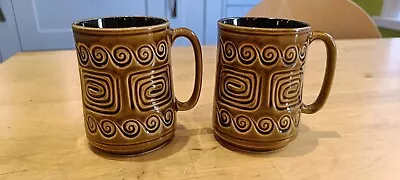 Buy Pair Of Retro/Vintage SylvaC Brown Totem 4038 Mugs • 8.50£
