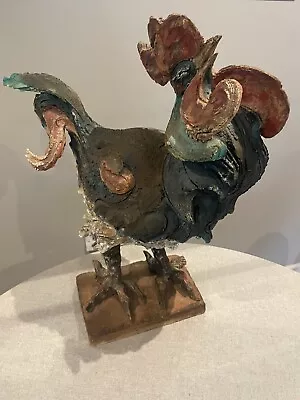 Buy Vintage Hand Made Studio Stoneware Pottery Chicken Cockerel Rooster Rustic Farm • 295£