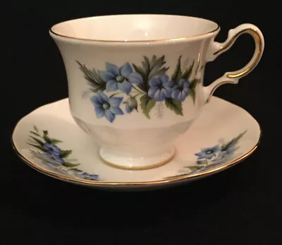 Buy Queen Anne Bone China Blue Floral Tea Cup And Saucer Set Made In England • 9.49£