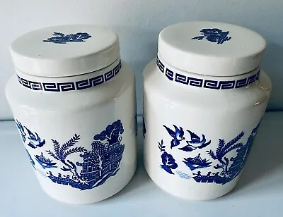 Buy PRICE & KENSINGTON Vintage Blue Willow Pattern Storage Jars Pair 1 Litre SECONDS • 17.50£
