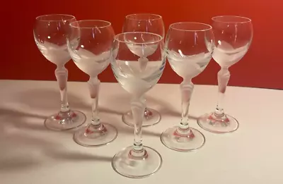 Buy LR Rona Lily Frosted Sherry Crystal Glasses, Set Of 6, Vintage, Glassware • 18.99£