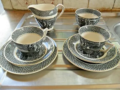 Buy Rustic Fenton Victorian Porcelain Sugar Bowl Milk Jug 2 Cup/saucers 2 Side Plate • 22.50£