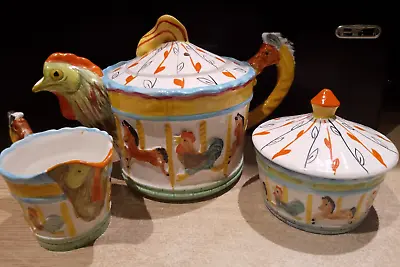 Buy Rare Original Melba Teapot Set Merry Go Round Pattern Melba Ware Cockerel Design • 59£