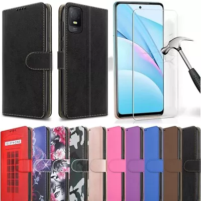 Buy For TCL 403 Case, Slim Leather Wallet Stand Phone Cover + Screen Tempered Glass • 5.95£