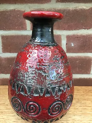 Buy Vintage German Style Pottery Vase Gmundner Keramik Red & Black Austrian Ht 25cm • 69.85£