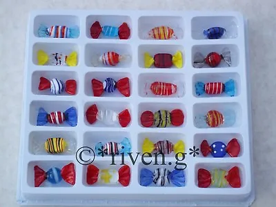 Buy 24 X Glass SWEETS@Ornamental Decoration@BLUE@PINK@WHITE@MODERN HOME FRUIT BOWL • 12.99£