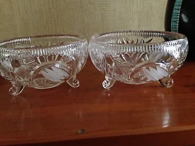 Buy 2 Lovely Cut Crystal Footed Bowls - 5.1/4  Dia X 3  High • 8.99£
