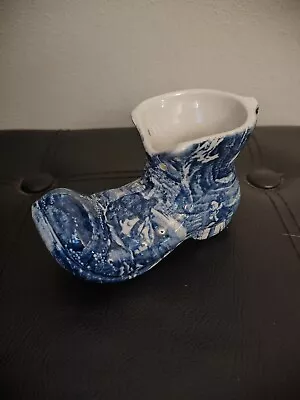 Buy Vintage James Kent Old Foley Blue & White Posy Boot-Shaped Vase • 15£