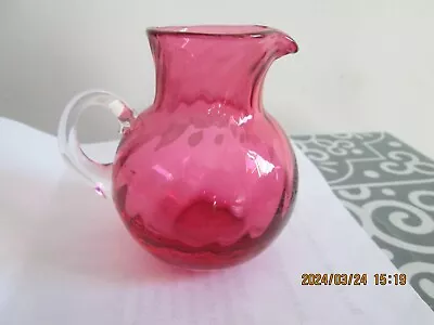 Buy Small Vintage Cranberry Glass Jug Handblown Jug Pontil Initialled VA • 5.99£