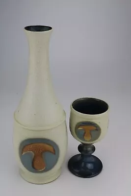Buy Laugharne Wales Pottery Flask Matching Goblet Bottle Vase Welsh Stoneware VGC • 22£