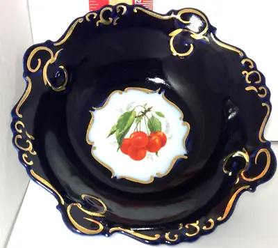 Buy Cobalt Porfin Clujn Napoca Romanian Porcelain Berry Bowl Hand Painted Vintage • 14.23£