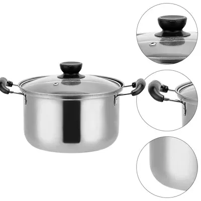 Buy  Stainless Steel Milk Pot Stock Kitchen Cookware Stockpot With Lid Metal Soup • 20.66£