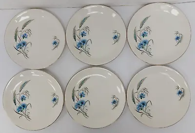 Buy Alfred Meakin White Ceramic 10  'Jayne' Plates X6  Blue Flowers E32 R800 • 5.95£