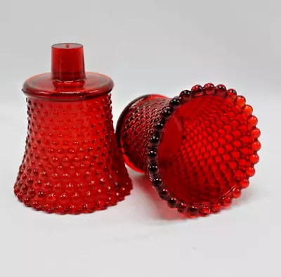 Buy Pair Vtg Ruby Red Glass Hobnail Peg Votive Candle Holders 3.75  Home Interiors • 18.94£
