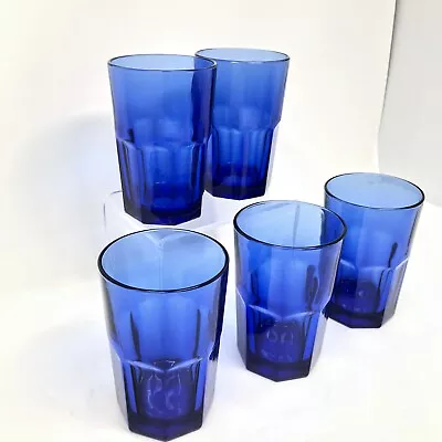 Buy Vintage Cobalt Blue Drinking Glasses SET  10 Oz  / CASA 27 Octagon • 36.51£