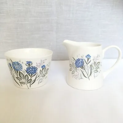 Buy Vintage Royal Tuscan 'Cornflower' Milk Jug & Sugar Bowl Fine Bone China • 9.50£