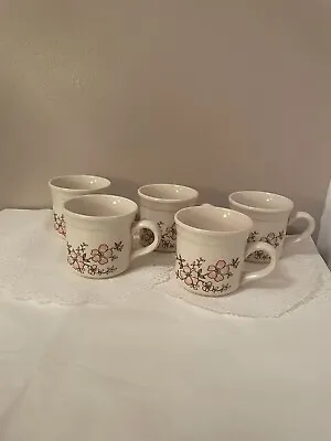 Buy 5 Biltons Peach Flower Blossom Pattern Coffee Cups Only 200ml Stoneware 1980’s • 20£