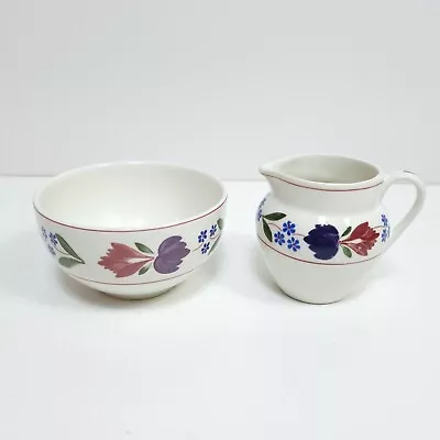 Buy Adams Old Colonial Open Sugar Bowl & Milk Cream Jug English Ironestone Floral • 12.50£