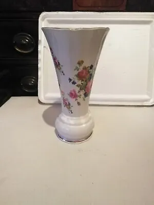 Buy Fenton China Vase With Flowers And Gold Coloured Rim • 6£