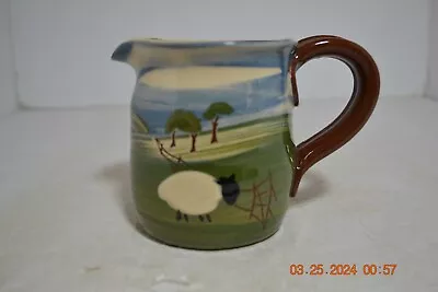 Buy Vintage Caroline Smith Abbott Pottery Hand Painted Sheep Field Sgraffito Pitcher • 13.93£