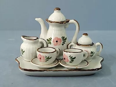 Buy Miniature Tea Set For 2 On Tray Pink Flowers. • 5£