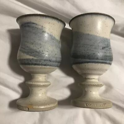 Buy Vintage 2x Goblets Ingleton Pottery Yorkshire Stoneware H:13.5 W:6cm • 8.99£