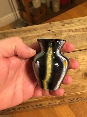 Buy Vintage Miniature West German Pottery Black Vase With Coloured Stripes – Cute! – • 5.99£