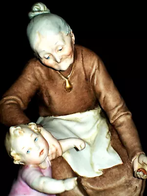 Buy Antique Italy Art Deco Giuseppe Cappe Baby Girl & Grandmother Porcelain Figurine • 8.03£