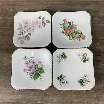 Buy Vintage Royal Adderley Bone Square Teabag Plate Floral Made In England -see Desc • 19.04£
