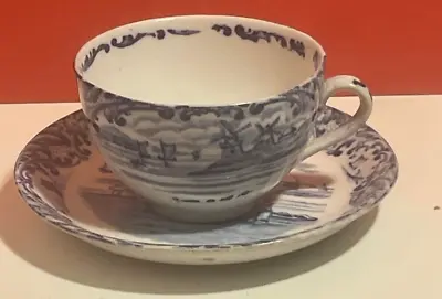 Buy Wedgwood Hague Blue White Dutch Windmill Cup And Saucer, Antique (c25) • 7.99£
