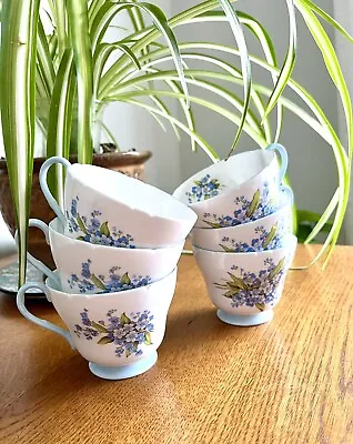 Buy Shelley Footed Cups With Blue Rim, Forget Me Not • 11£