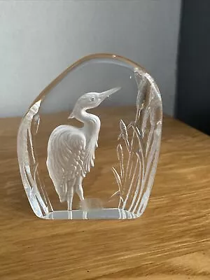 Buy Stork/ Heron  Glass Etched Paperweight Wedgewood Glass • 10£
