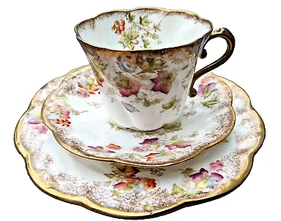 Buy Exquisite Antique  Queens China  Tea Trio/Hand Painted/Scalloped/Fluted C1882 • 9.95£