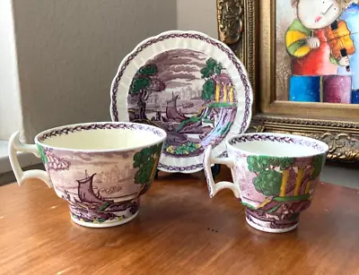 Buy BOOTHS Vellum TEA CUP, SAUCER & DEMITASSE CUP England MULBERRY Pompeii Pattern • 24.32£