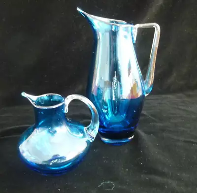 Buy TWO Whitefriars Kingfisher BLUE  Beak Vases Jugs 11cms And 19cms. VGC • 24.99£