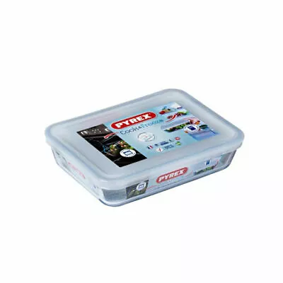 Buy Pyrex Cook & Freeze Rectagular Glass Dish With Lid - Clear/White • 9.58£