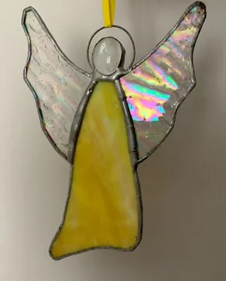 Buy Stained Glass Angel Golden Yellow Suncatcher Tree Decoration 12.5cms (5 ) New • 11.50£