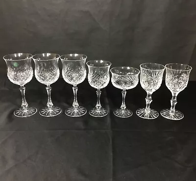 Buy Galway Crystal & American Cut Eleanor Mixed Lot Of 7 Wine Water Champagne Glass • 45.69£