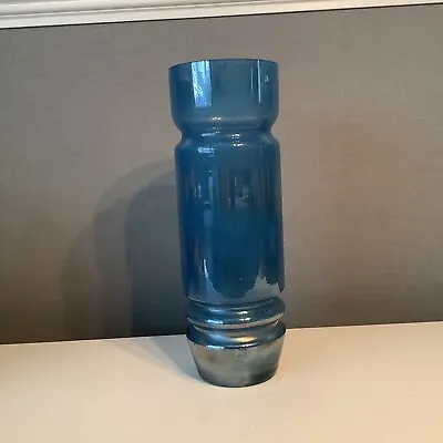 Buy Scandinavian Style Art Glass Vase Blue Iridescent Finish 32cm  High • 19.99£