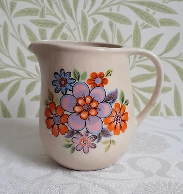 Buy Vintage Romanian Ceramic Folk Art Style Jug Flower Beige  • 5£