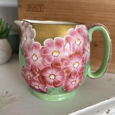 Buy Art Deco Gray’s Pottery Jug Hand Painted Pink Blossom With Gold Detail • 48£