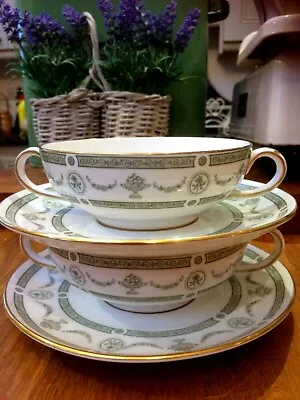 Buy Pair Of Crown Staffordshire China Apollo Soup Coupe / 2 Handled Cup & Saucer  • 12£